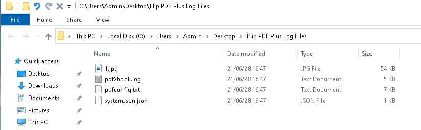 Flip PDF Plus lokitiedostot